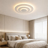 Plafón de techo moderno blanco LED regulable con diseño de tres capas para dormitorio