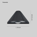 Aplique de pared exterior moderno LED IP65 de metal negro semicónico