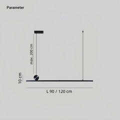 Lámpara colgante lineal LED de metal regulable para comedor minimalista