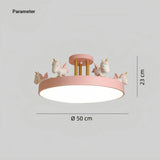 Lámpara de techo Unicornio macaron con LED regulable para dormitorio