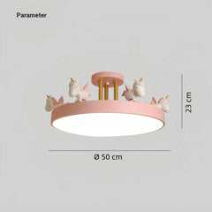 Lámpara de techo Unicornio macaron con LED regulable para dormitorio