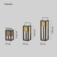 Lampara de Pie Exterior Solar Moderna de Metal Rectangular para Terraza