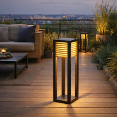 Lampara de Pie Exterior Solar Moderna de Metal Rectangular para Terraza