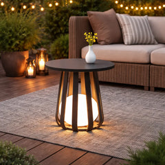 Lámpara de Pie Exterior Solar Moderna de Metal Negra para Terraza