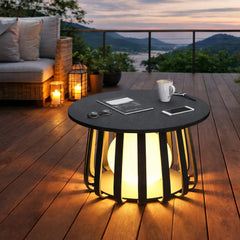 Lámpara de Pie Exterior Solar Moderna de Metal Negra para Terraza