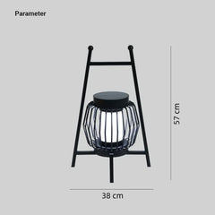 Lámpara solar exterior de pie tipo farol moderna de metal negra para terraza