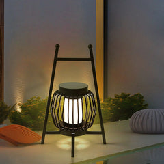 Lámpara Solar Exterior de Pie Tipo Farol Moderna de Metal Negra para Terraza