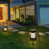Lámpara solar exterior de pie tipo farol moderna de metal negra para terraza