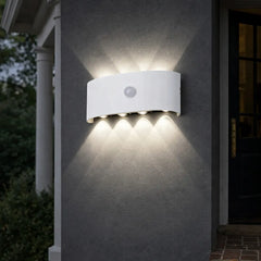 Aplique de pared exterior bidireccional con sensor de movimiento, 8 LEDs y IP65