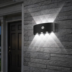 Aplique de pared exterior bidireccional con sensor de movimiento, 8 LEDs y IP65