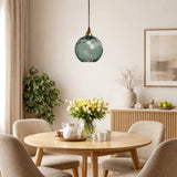 Lámpara colgante de vidrio de colores esférica moderna regulable en altura para comedor