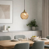 Lámpara colgante de vidrio de colores esférica moderna regulable en altura para comedor