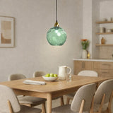 Lámpara colgante de vidrio de colores esférica moderna regulable en altura para comedor