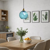 Lámpara colgante de vidrio de colores esférica moderna regulable en altura para comedor