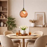 Lámpara colgante de vidrio de colores esférica moderna regulable en altura para comedor