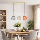 Lámpara colgante de vidrio de colores esférica moderna regulable en altura para comedor
