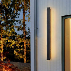 Aplique Lineal Led Exterior con Sensor de Movimiento Minimalista en Metal Negro