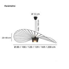 Lámpara colgante sombrero LED regulable en altura de diseño moderno para salón