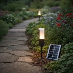 Baliza solar exterior LED de aluminio negra IP65 moderna para jardín