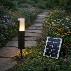 Baliza solar exterior LED de aluminio negra IP65 moderna para jardín