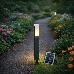 Baliza solar exterior LED de aluminio negra IP65 moderna para jardín