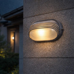 Aplique de pared exterior industrial plateado con LED IP65
