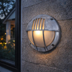 Aplique de pared exterior industrial plateado con LED IP65