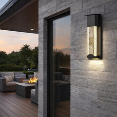 Aplique de Pared Exterior con Sensor de Movimiento LED Moderno Vidrio Negro