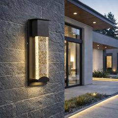 Aplique de Pared Exterior con Sensor de Movimiento LED Moderno Vidrio Negro