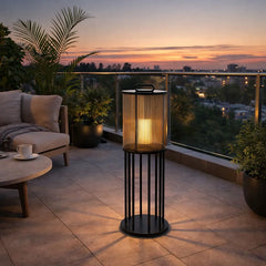 Lampara de Pie Solar Exterior Moderna Portatil de Vidrio Farol para Terraza