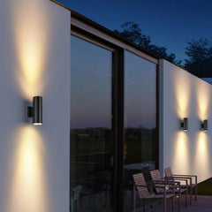 Aplique de Pared Exterior Bidireccional LED Moderno de Metal Negro