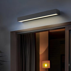 Aplique de pared exterior LED rectangular moderno negro de metal para porche