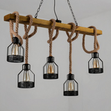 Lámpara Colgante de Cuerda Vintage con Farolillos para Comedor