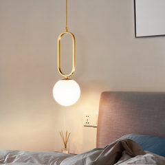 Lámpara Colgante Diseño Moderno LED en Vidrio Dorado para Dormitorio