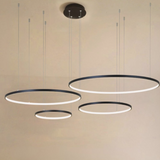 Lámpara Colgante Multiple de Anillos de Metal Negro LED para Salon Moderno