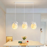 Lampara Colgante Tres Luces Infantil Osito sobre la Luna Altura Regulable