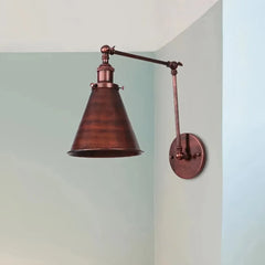 Aplique de pared con brazo articulado industrial de metal para mesilla de noche