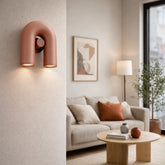 Aplique de Pared Terracota Moderno con Lector Forma de U Salón