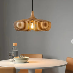Lámpara colgante de madera estilo nórdico regulable en altura para comedor
