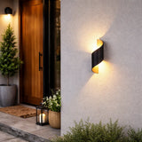Aplique de pared exterior bidireccional LED moderno IP65 de aluminio en espiral