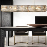 Lámpara colgante rectangular de cristal moderno con LED para comedor