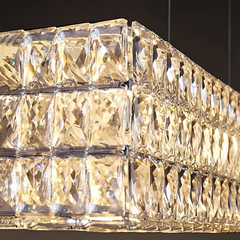 Lámpara colgante rectangular de cristal moderno con LED para comedor