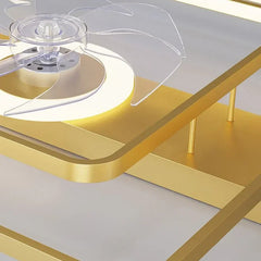Lámpara de techo negra y dorada con ventilador diseño moderno