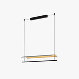 Lampara colgante moderna negra LED diseño lineal para oficina