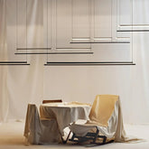 Lampara colgante moderna negra LED diseño lineal para oficina