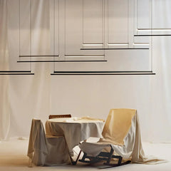 Lampara colgante moderna negra LED diseño lineal para oficina