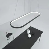 Lámpara colgante ovalada minimalista LED regulable en altura para isla de cocina