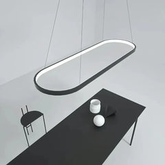 Lámpara colgante ovalada minimalista LED regulable en altura para isla de cocina