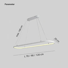 Lámpara colgante ovalada minimalista LED regulable en altura para isla de cocina