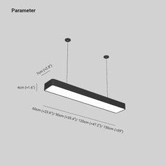 Lamparas colgantes negras LED rectangular para oficina